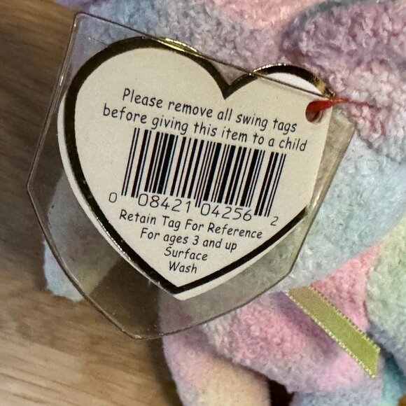 Ty Original Beanie Baby, Groovy the Bear, Tie-Dye Rainbow, DOB January 10, 1999 - Picture 12 of 15